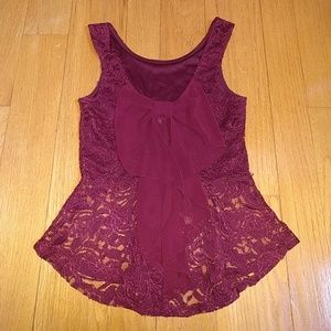 Peplum lace top with bow on the back
